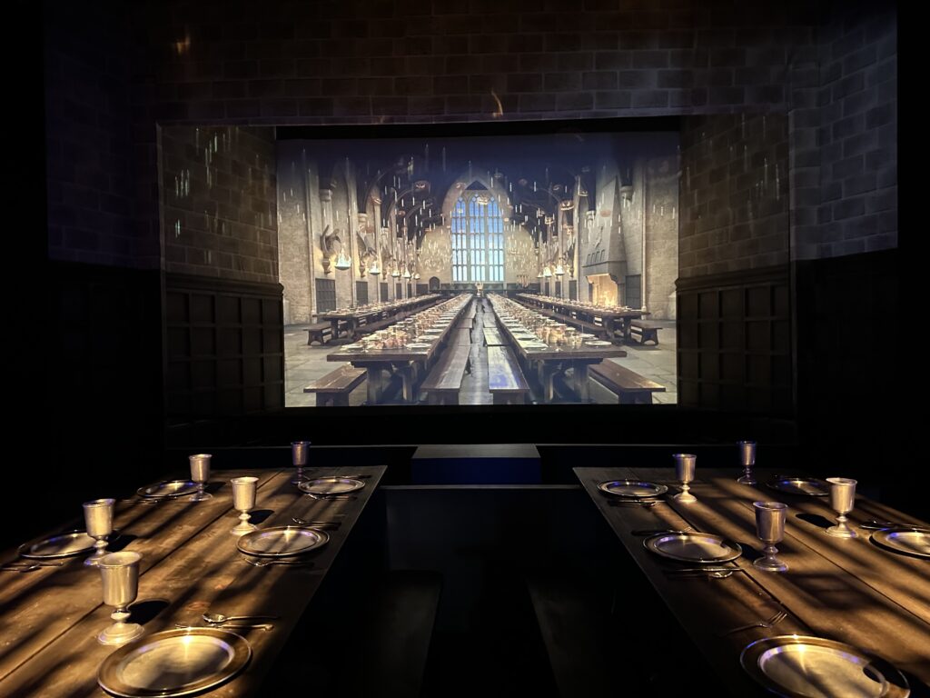 Replica of the Hogwarts dining hall at the NYC Harry Potter Exhibition